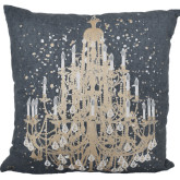 Gray and Brass Illuminated Chandelier Throw Pillow